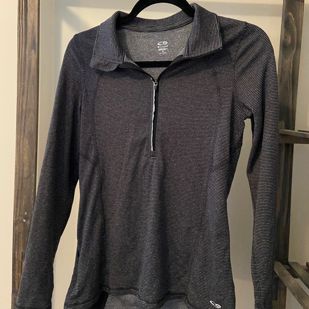 Striped quarter zip